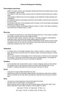 Phonological Awareness and Reading Development