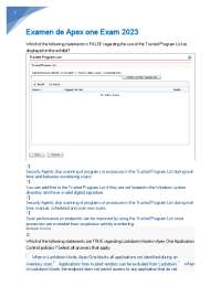 Examen de Apex one Exam 2023