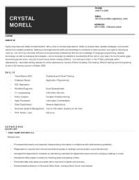 Example of a resume with title, phone, and email