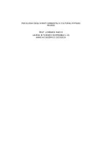 Paniere esame di Psicologia degli eventi ambientali e culturali - Anno Accademico 2024