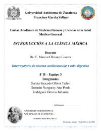 Interrogatorio del sistema cardiovascular y tubo digestivo