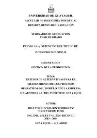 Alternativas para mejorar los procesos operativos del módulo 1 de Ecuaestibas S.A.