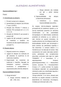 Resumo de alergias alimentares