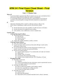 AFM 241 Final Exam Cheat Sheet - Final Version