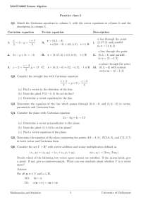 MAST10007 Linear Algebra Practice Class 5: Vector Equations, Planes, and Vector Spaces