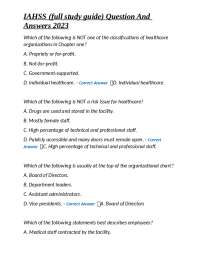 IAHSS (full study guide) Question And Answers 2023