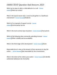 IAHSS TEST Question And Answers 2023