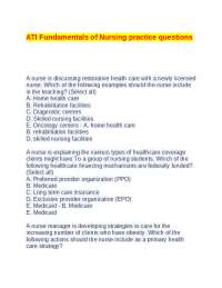 ATI Fundamentals of Nursing practice questions