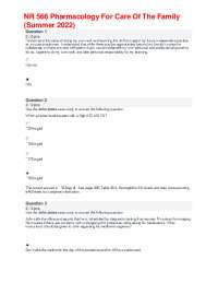 Pharmacology For Care Of The Family