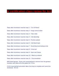 Iv certification class review for test