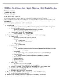 NUR2633 Final Exam Study Guide Maternal Child Health Nursing