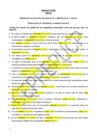 Ejercicios de Desarrollo sobre Grafías, Mayúsculas y Minúsculas y Léxico