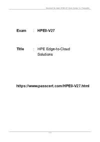HPE0-V27 Exam Dumps: HPE Edge-to-Cloud Solutions