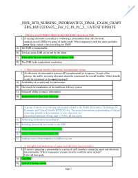 Nursing Informatics Final Exam: Electronic Medical Records and Health Information Technology