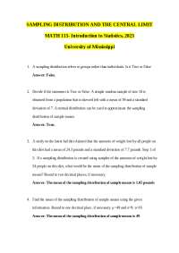 Sampling Distribution and the Central Limit