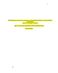 IFSM 300 Stage 4: System Recommendation and Final BA And SR Report. Update 2023 Best Guara
