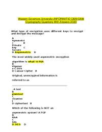 Cryptography Questions With Answers 2023