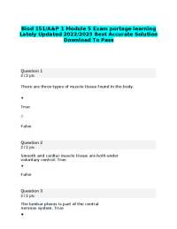 Biod 151/A&P 1 Module 5 Exam portage learning Lately Updated 2022/2023 Best Accurate Solut