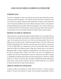 Analysis of African American Literature