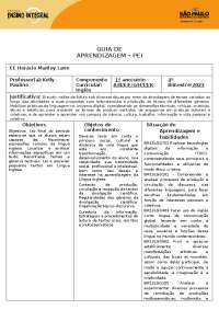 Guia de Aprendizagem - PEI - Inglês - 1º Ano - 4º Bimestre/2023