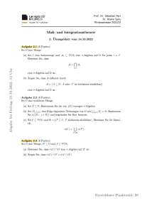 Übungszettel 1 bis 3 Anfänge der Sigma Algebren und Maße