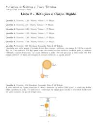 Mecânica do Sistema e Física Térmica: Exercícios de Rotações e Corpo Rígido