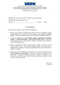 1ª AVALIAÇÃO DE ECONOMIA AGRÍCOLA