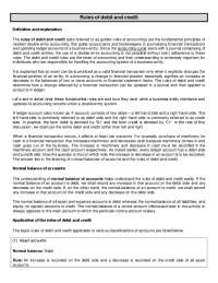 Rules of Debit and Credit