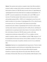 lab report covering asymmetric synthesis