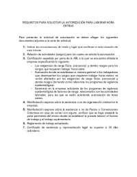 REQUISITOS PARA SOLICITAR LA AUTORIZACIÓN PARA LABORAR HORA EXTRAS