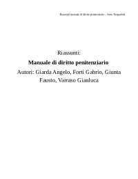 Riassunti Manuale diritto penitenziario