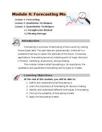 Forecasting in Quantitative Method