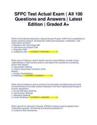SFPC Test Actual Exam | All 100 Questions and Answers | Latest Edition | Graded A+