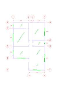 plano de casa, con dos habitaciones y dos baños