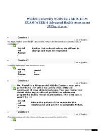 Walden University NURS 6512 MIDTERM EXAM WEEK 6 Advanced Health Assessment 2023pg. 1 Lates