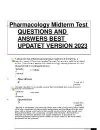 Pharmacology Midterm Test Questions and Answers