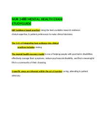 NUR 2488 Mental Health Exam Study Guide EBP