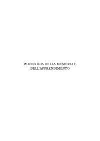 Appunti corso Psicologia della Memoria e dell'Apprendimento