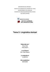 Tema: Lingüística  textual