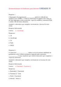 Desenvolvimento de Software para Internet UNIDADE IV