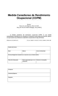 Medida Canadiense de Rendimiento Ocupacional (COPM): Guía para Terapeutas Ocupacionales