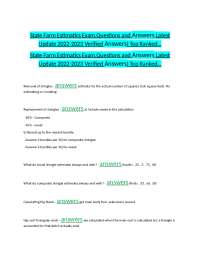 State Farm Estimatics Exam Questions and Answers