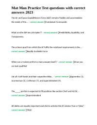 Mat Man Practice Test questions with correct answers 2023