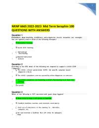 Mental Health Midterm Exam Questions and Answers