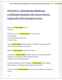 ONS-ONCC Chemotherapy Biotherapy Certification.Questions And Answers Recent Update.