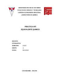 INFORME DE LABORATORIO - EQUIVALENTE QUIMICO