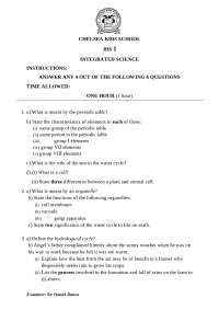 Integrated Science Exam for JHS 1 Students