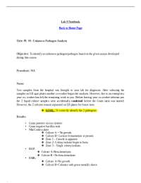 BIO 171 Lab 9 Notebook unknown pathogen analysis (Portage learning)