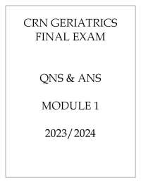 Geriatrics Final Exam Questions and Answers
