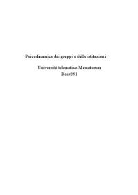 PSICODINAMICA DEI GRUPPI E DELLE ISTITUZIONI MERCATORUM LM-51